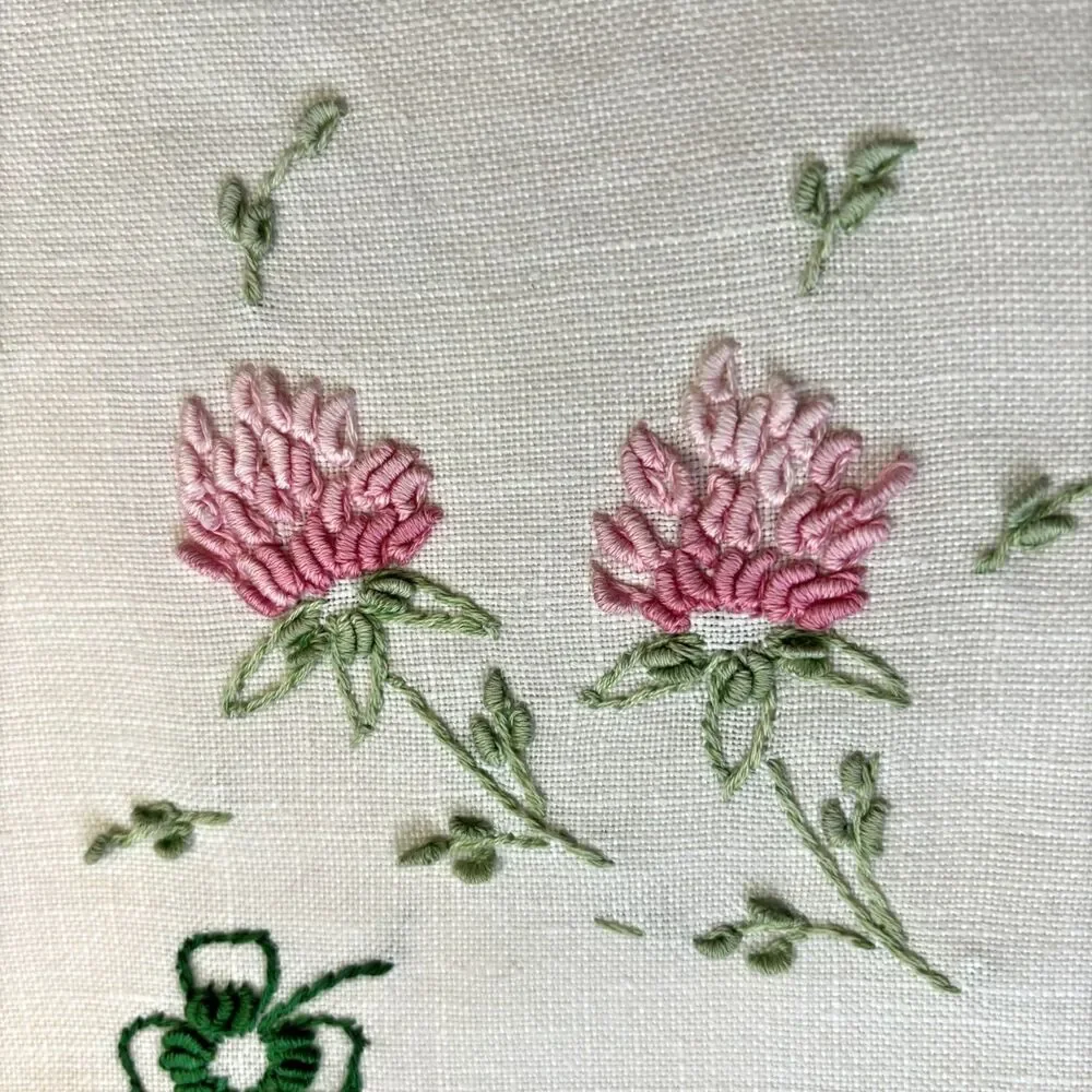 Vintage Linen Embroidered Dresser Scarf Runner Floral Lace Cottageore Heirloom